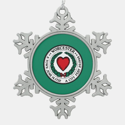 Ornement Flocon De Neige Drapeau de Worcester, le Massachusetts (Devant)