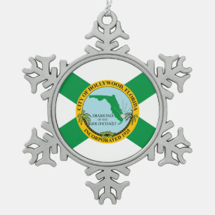 Ornement Flocon De Neige Drapeau d'Hollywood, Floride
