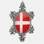 Ornement Flocon De Neige Drapeau du Danemark rond brillant (Gauche)