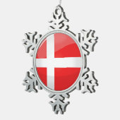 Ornement Flocon De Neige Drapeau du Danemark rond brillant (Vue impression)