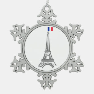 Ornement Flocon De Neige Drapeau français Tour Eiffel Paris Ornement de Noë