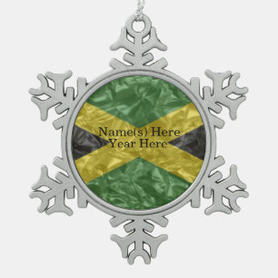 Ornement Flocon De Neige Drapeau jamaïcain - froissé