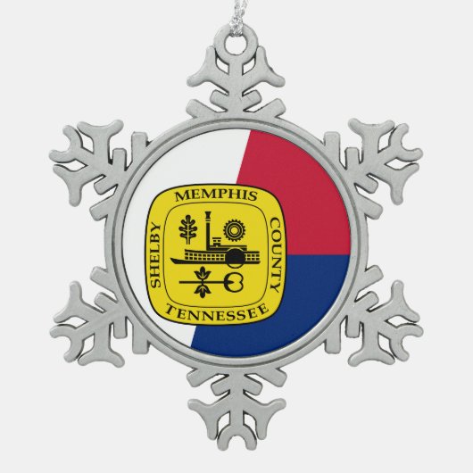 Ornement Flocon De Neige Drapeau Memphis, Tennessee Snowflake Pewter Christ (Devant)