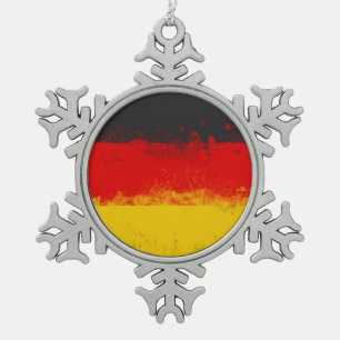 Ornement Flocon De Neige Drapeau peint Grunge de l'Allemagne