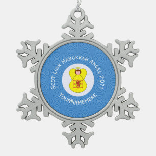 Ornement Flocon De Neige Drapeau personnalisé Hanukkah de l'ange rampant du