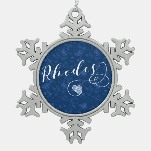 Ornement Flocon De Neige Drapeau Rhodes En Coeur, Grèce (Devant)