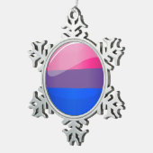 Ornement Flocon De Neige Drapeau rond brillant de bisexualité (Vue impression)