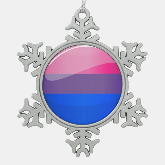 Ornement Flocon De Neige Drapeau rond brillant de bisexualité (Devant)