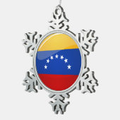 Ornement Flocon De Neige Drapeau rond brillant du Venezuela (Vue impression)
