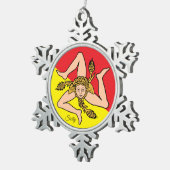 Ornement Flocon De Neige Drapeau sicilien (Vue impression)