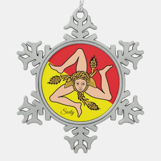 Ornement Flocon De Neige Drapeau sicilien (Devant)