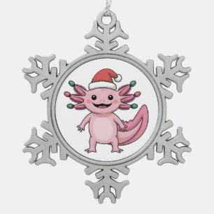 Ornement Flocon De Neige Drôle de chapeau de Noël Santa Axolotl déguisement