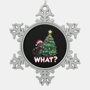 Ornement Flocon De Neige Drôle de chat noir à Noël arbre de Noël