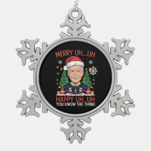 Ornement Flocon De Neige Drôle de Père Noël Joe Biden Joyeux Euh Euh Noël L