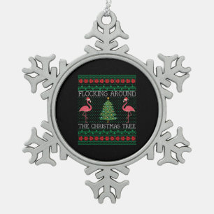 Ornement Flocon De Neige Drôle Flamant rose de Noël laid Sweat de Noël