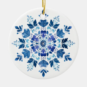 Ornement flocon de neige du jardin de minuit Flo