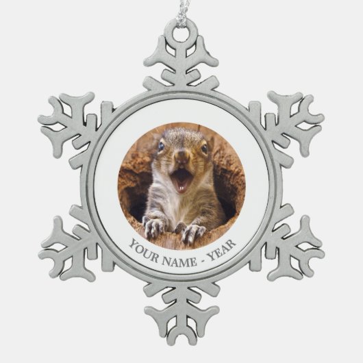 Ornement Flocon De Neige Écureuil choqué (Devant)