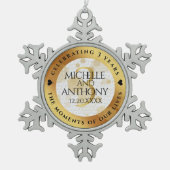 Ornement Flocon De Neige Élégant 3ème anniversaire de Mariage en cuir (Devant)