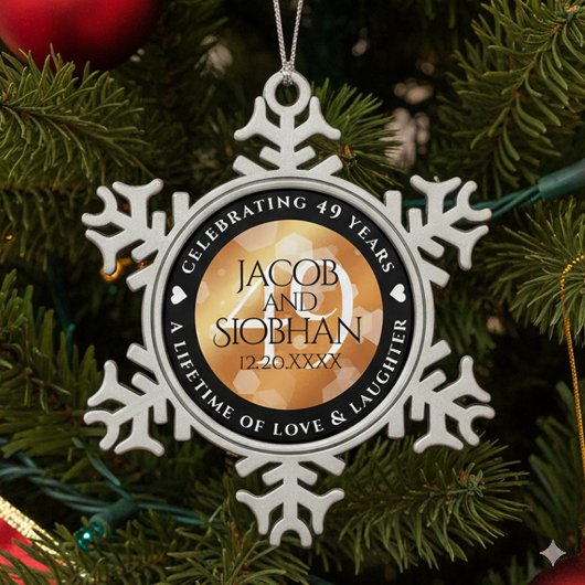 Ornement Flocon De Neige Élégant 49ème anniversaire de Mariage de cuivre