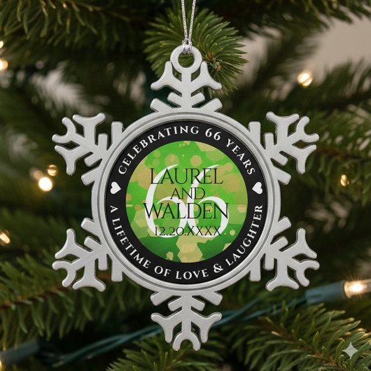 Ornement Flocon De Neige Élégant 66ème anniversaire de Mariage Titanite