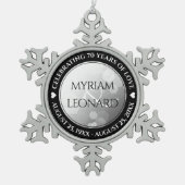 Ornement Flocon De Neige Élégant 70e anniversaire de Mariage Platinum (Devant)