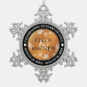 Ornement Flocon De Neige Élégant 7e 22e 49e anniversaire de Mariage de cuiv (Devant)