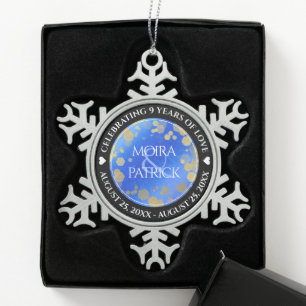 Ornement Flocon De Neige Élégant 9e anniversaire Mariage Lapis Lazuli