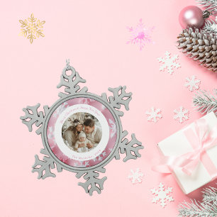 Ornement Flocon De Neige Élégant Flocon de neige rose de Noël