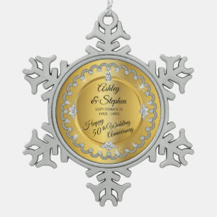 Ornement Flocon De Neige Elegant Gold Diamonds 50th Wedding Anniversary