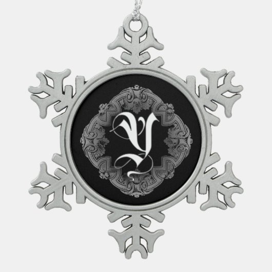Ornement Flocon De Neige Élégant Goth Initial Y Snowflake Ornament (Devant)
