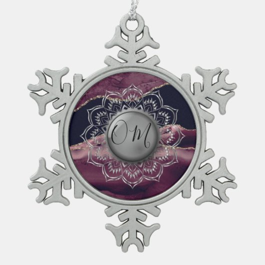 Ornement Flocon De Neige Élégant marbre OM Mandala (Devant)