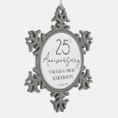 Ornement Flocon De Neige Élégant minimal 25e anniversaire Mariage céramique (Gauche)