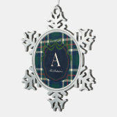 Ornement Flocon De Neige Elegant Preppy Plaid Monogram Christmas (Vue impression)