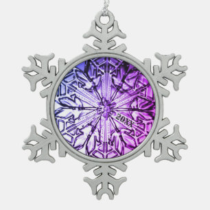 Ornement Flocon De Neige Élégant violet de verre teint Année
