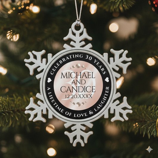Ornement Flocon De Neige Elégante 30ème Mariage Pearl Anniversaire de céléb