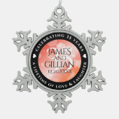 Ornement Flocon De Neige Elégante 35ème anniversaire de Mariage de corail (Devant)