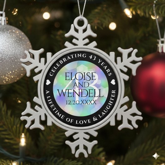 Ornement Flocon De Neige Élégante 43ème anniversaire du Mariage Opal
