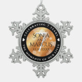 Ornement Flocon De Neige Élégante 7ème anniversaire du Mariage de cuivre (Devant)