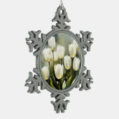 Ornement Flocon De Neige Élégante bande de tulipes blanches dans un jardin (Gauche)