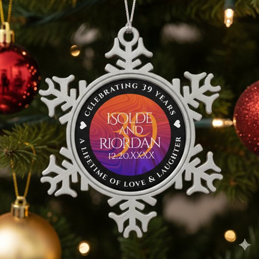 Ornement Flocon De Neige Élégante célébration du 39e anniversaire du Mariag