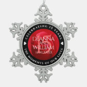 Ornement Flocon De Neige Élégante fête du 15e anniversaire du Mariage Rose (Devant)