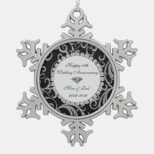 Ornement Flocon De Neige Élégantes Boucles de Diamants 10e Anniversaire de