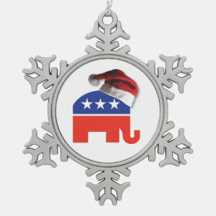 Ornement Flocon De Neige Éléphant républicain utilisant un casquette du