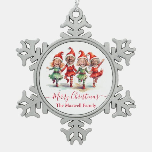 Ornement Flocon De Neige elfes de Noël 4 photos (Devant)