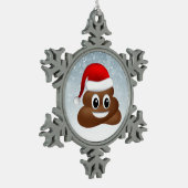Ornement Flocon De Neige emoji de noël poo avec chapeau santa (Gauche)