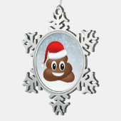 Ornement Flocon De Neige emoji de noël poo avec chapeau santa (Vue impression)