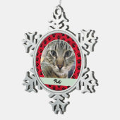 Ornement Flocon De Neige Empreinte de patte rouge et vert Motif Chat Photo  (Vue impression)