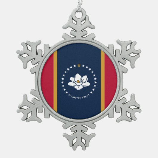 Ornement flocon de neige en étain avec drapeau du  (Devant)