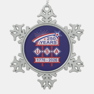 Ornement Flocon De Neige Enseigne de marquise rétro USA 250e anniversaire 1
