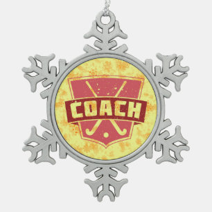 Ornement Flocon De Neige Entraîneur de hockey de terrain Ornement de vacanc